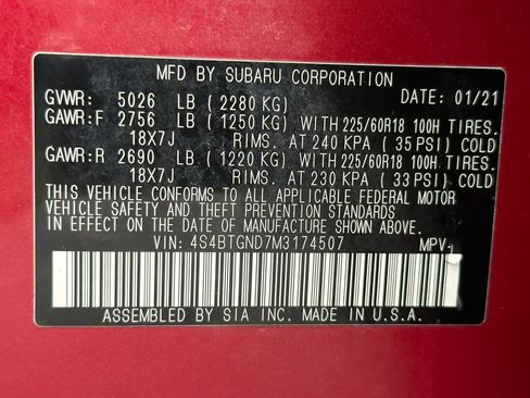 Used 2021 Subaru Outback Limited XT image 29