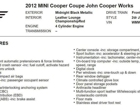 Used 2012 MINI Cooper Coupe John Cooper Works image 18