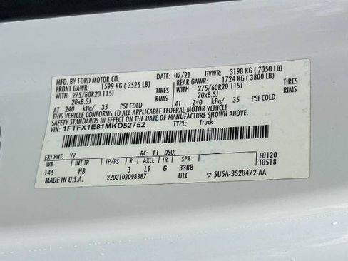Certified 2021 Ford F150 Lariat w/ Equipment Group 502A High AWD/4WD image 20