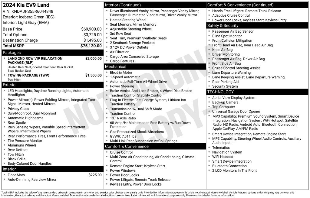 Certified 2024 Kia EV9 Land AWD/4WD image 10