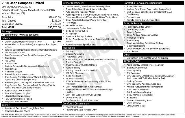 Used 2020 Jeep Compass Limited FWD image 31