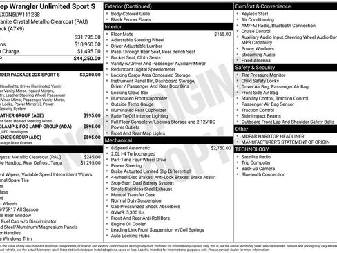 Used 2020 Jeep Wrangler Unlimited Sport S AWD/4WD image 35