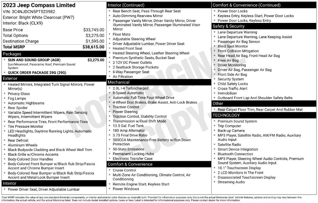 Certified 2023 Jeep Compass Limited w/ Sun and Sound Group AWD/4WD image 41