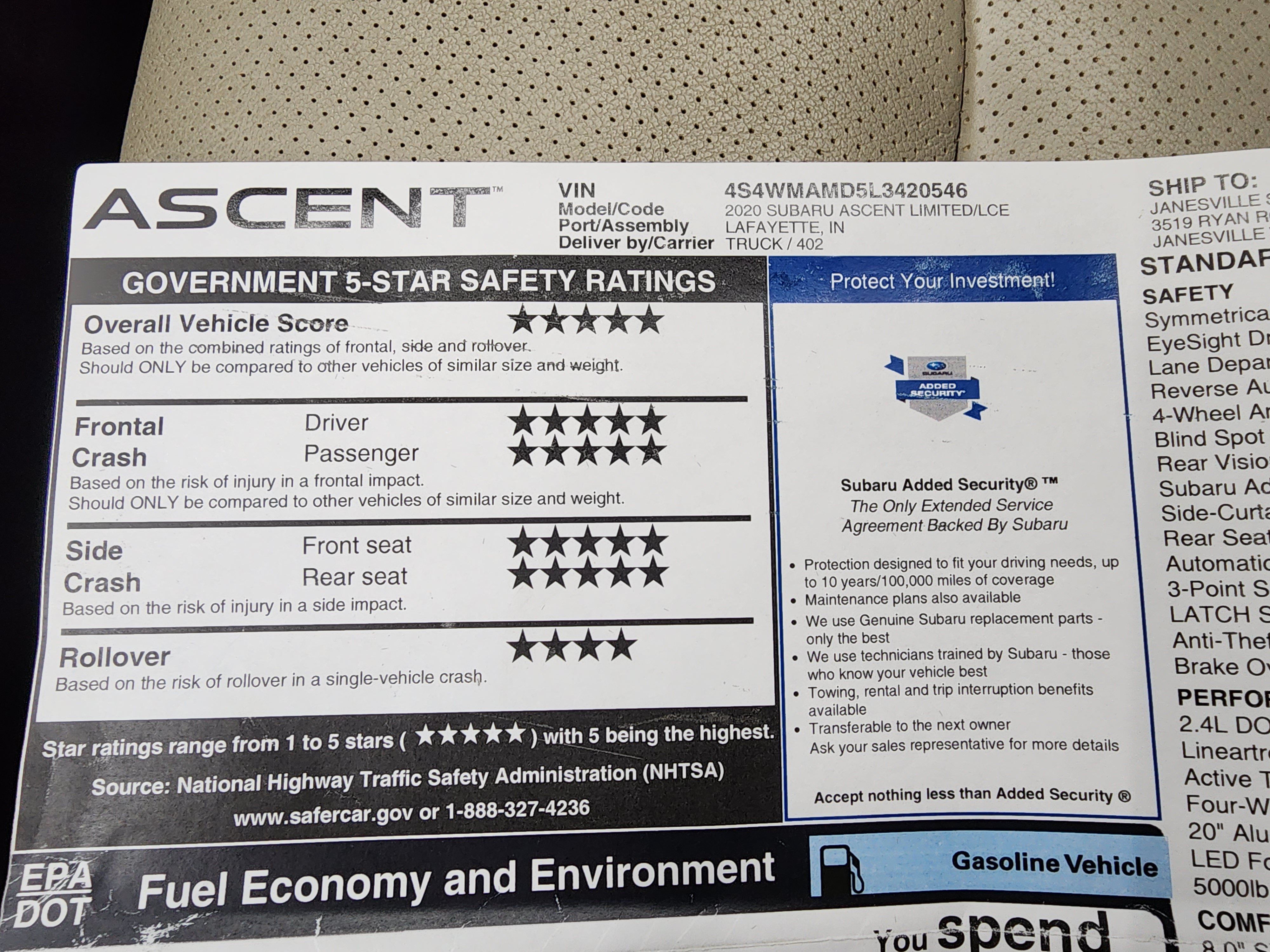 Used 2020 Subaru Ascent Limited w/ Popular Package #2A AWD/4WD image 38