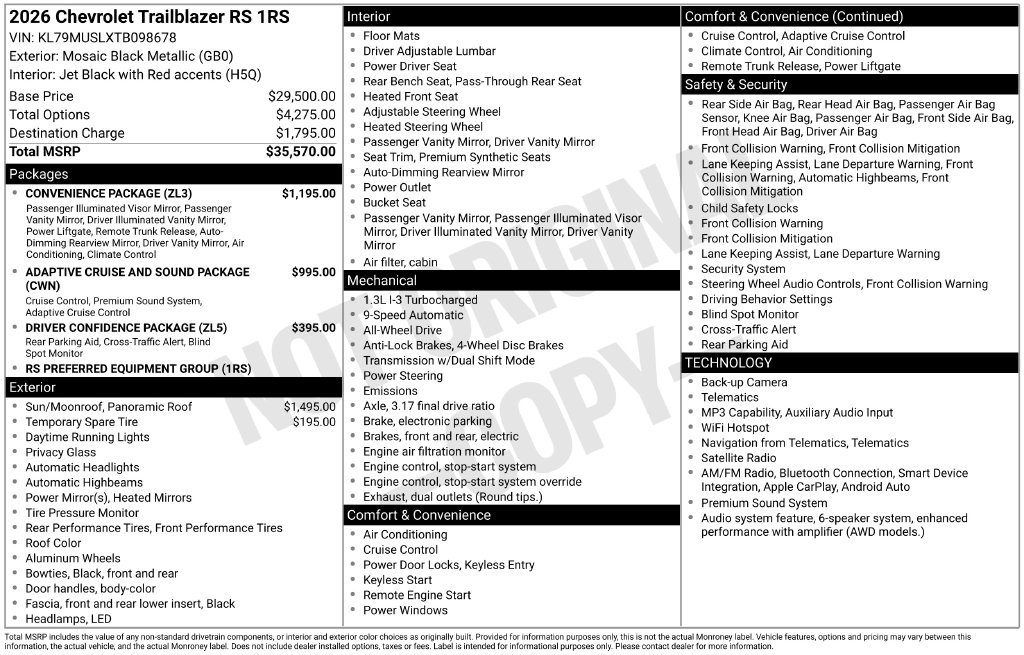 Certified 2026 Chevrolet TrailBlazer RS w/ Convenience Package AWD/4WD image 40
