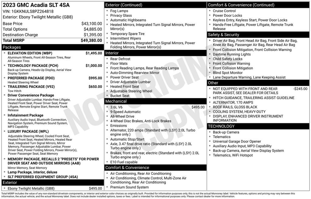 Used 2023 GMC Acadia SLT w/ Elevation Edition AWD/4WD image 42