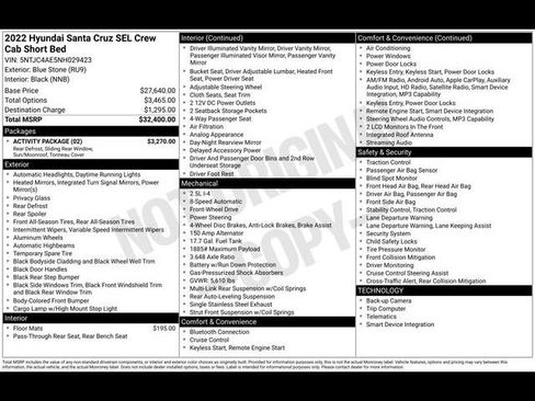 Used 2022 Hyundai Santa Cruz SEL w/ Activity Package FWD image 14