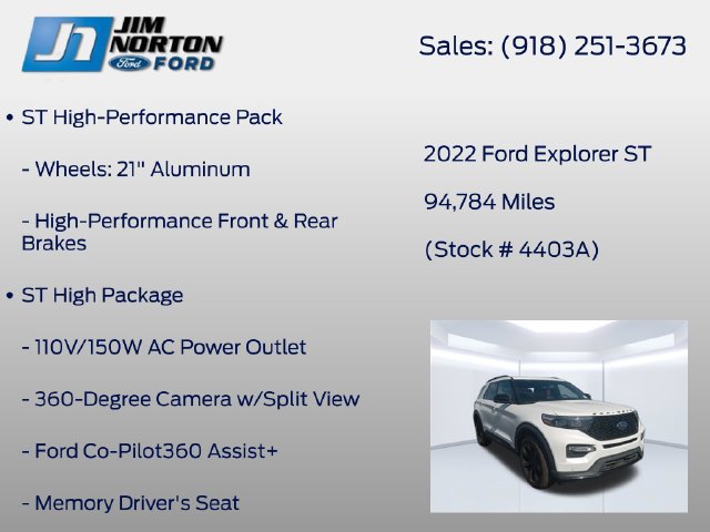Used 2022 Ford Explorer ST w/ Equipment Group 401A AWD/4WD image 15