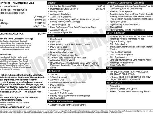 Certified 2023 Chevrolet Traverse RS w/ LPO, Floor Liner Package AWD/4WD image 36