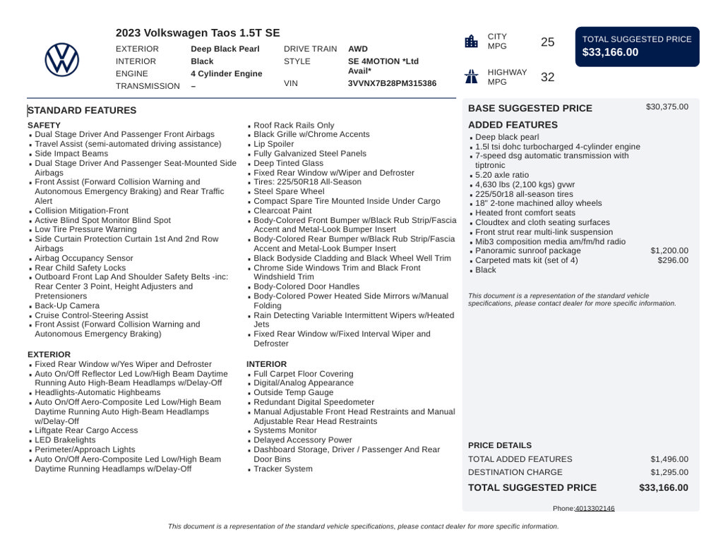 Used 2023 Volkswagen Taos SE AWD/4WD image 6