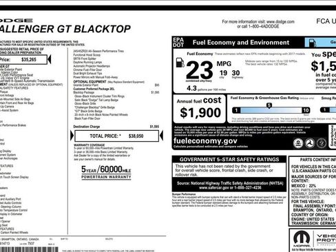 Used 2023 Dodge Challenger GT w/ Blacktop Package RWD image 9
