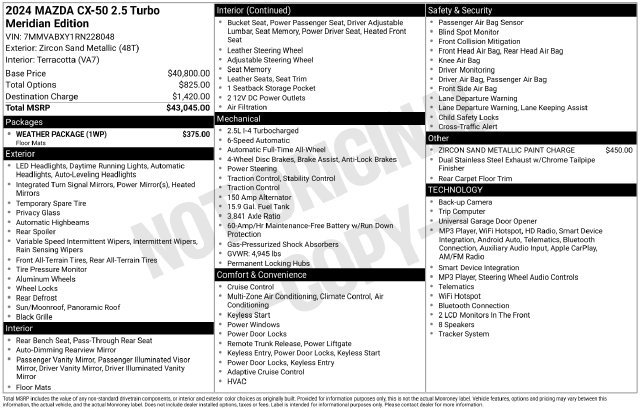Certified 2024 MAZDA CX-50 Meridian Edition w/ Weather Package AWD/4WD image 39