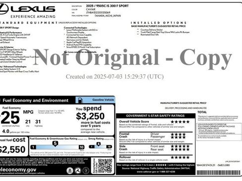 Certified 2025 Lexus IS 300 F Sport w/ Accessory Package 2 RWD image 3