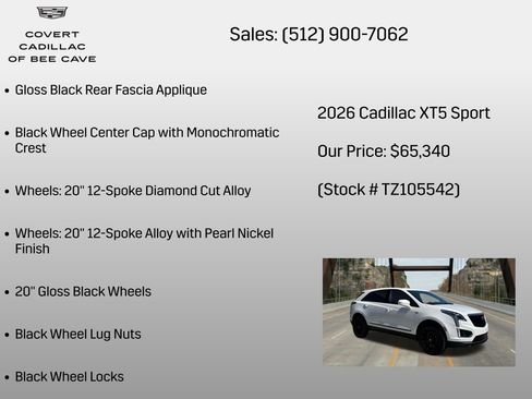New 2026 Cadillac XT5 Sportv w/ LPO, Onyx Lite Package AWD/4WD image 18