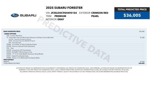 Used 2025 Subaru Forester Premium w/ Convenience Package #1 AWD/4WD image 2
