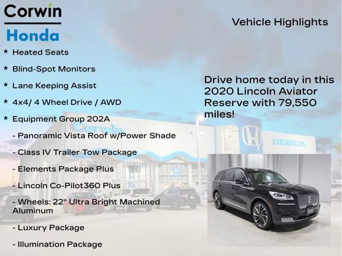 Used 2020 Lincoln Aviator Reserve w/ Equipment Group 202A AWD/4WD image 7