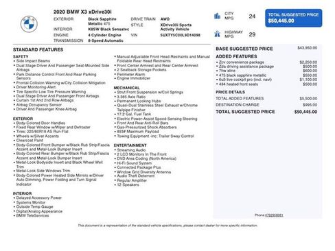 Used 2020 BMW X3 xDrive30i w/ Convenience Package AWD/4WD image 4