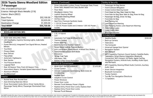 Used 2026 Toyota Sienna XLE Woodland Edition AWD/4WD image 15