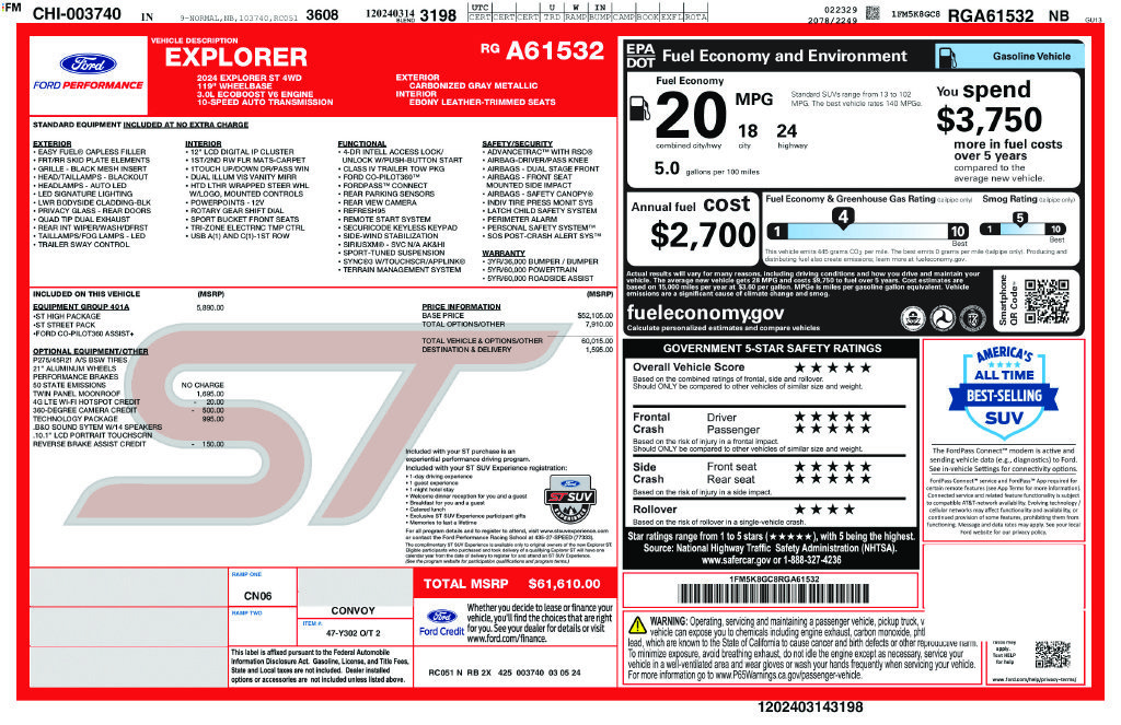 Used 2024 Ford Explorer ST w/ Equipment Group 401A AWD/4WD image 28