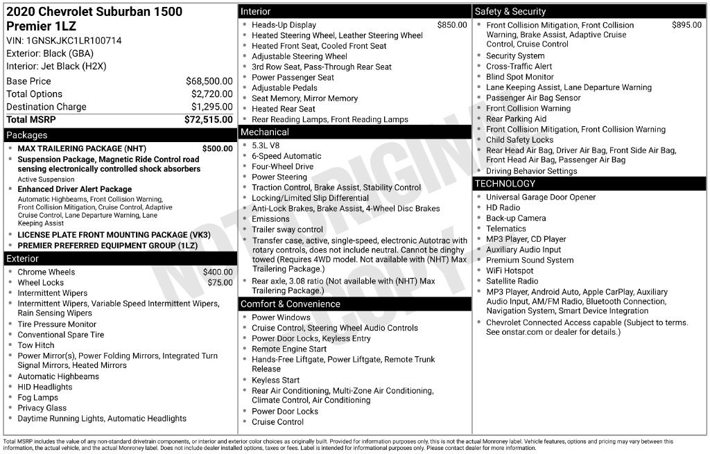 Used 2020 Chevrolet Suburban Premier w/ Max Trailering Package AWD/4WD image 25