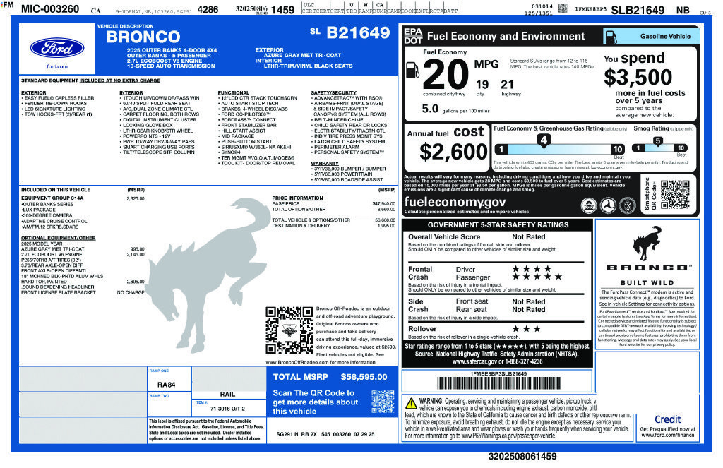 Certified 2025 Ford Bronco Outer Banks AWD/4WD image 6