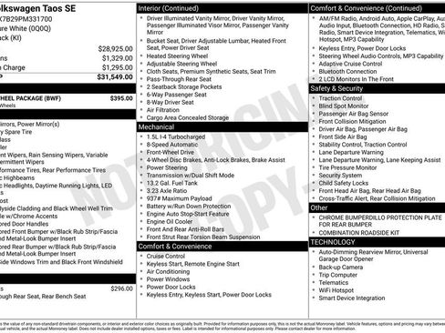 Used 2023 Volkswagen Taos SE w/ Black Wheel Package FWD image 3