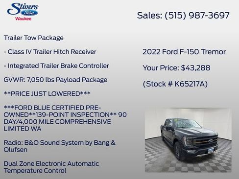Certified 2022 Ford F150 Tremor w/ Equipment Group 402A High AWD/4WD image 37