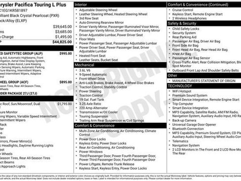 Used 2019 Chrysler Pacifica Touring-L Plus w/ Advanced Safetytec Group FWD image 7