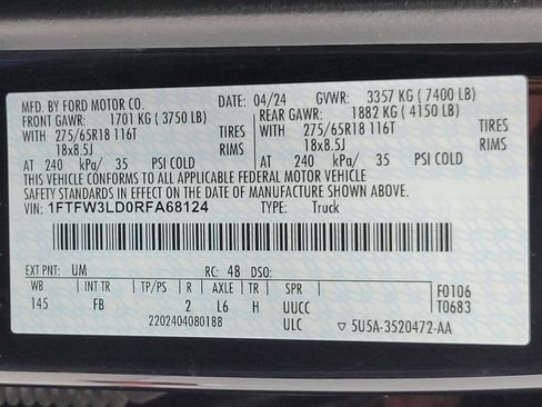 Used 2024 Ford F150 XLT w/ Equipment Group 302A MID AWD/4WD image 55