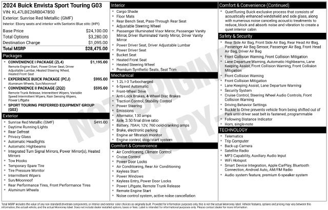 Used 2024 Buick Envista Sport Touring w/ Convenience I Package FWD image 2