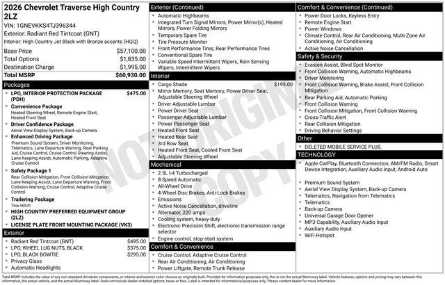 New 2026 Chevrolet Traverse High Country AWD/4WD image 4