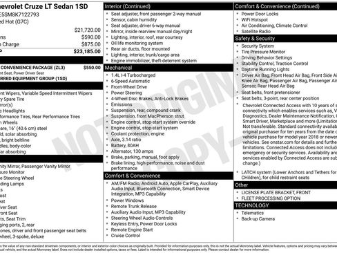Used 2019 Chevrolet Cruze LT w/ LT Fleet Convenience Package FWD image 6