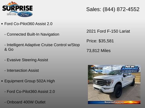 Used 2021 Ford F150 Lariat w/ Equipment Group 502A High AWD/4WD image 6