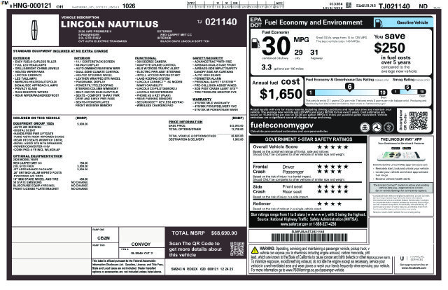 New 2026 Lincoln Nautilus Premier w/ Equipment Group 102A AWD/4WD image 30