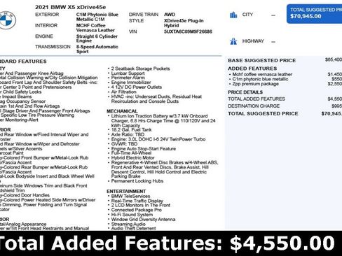 Used 2021 BMW X5 xDrive45e w/ Premium Package image 3