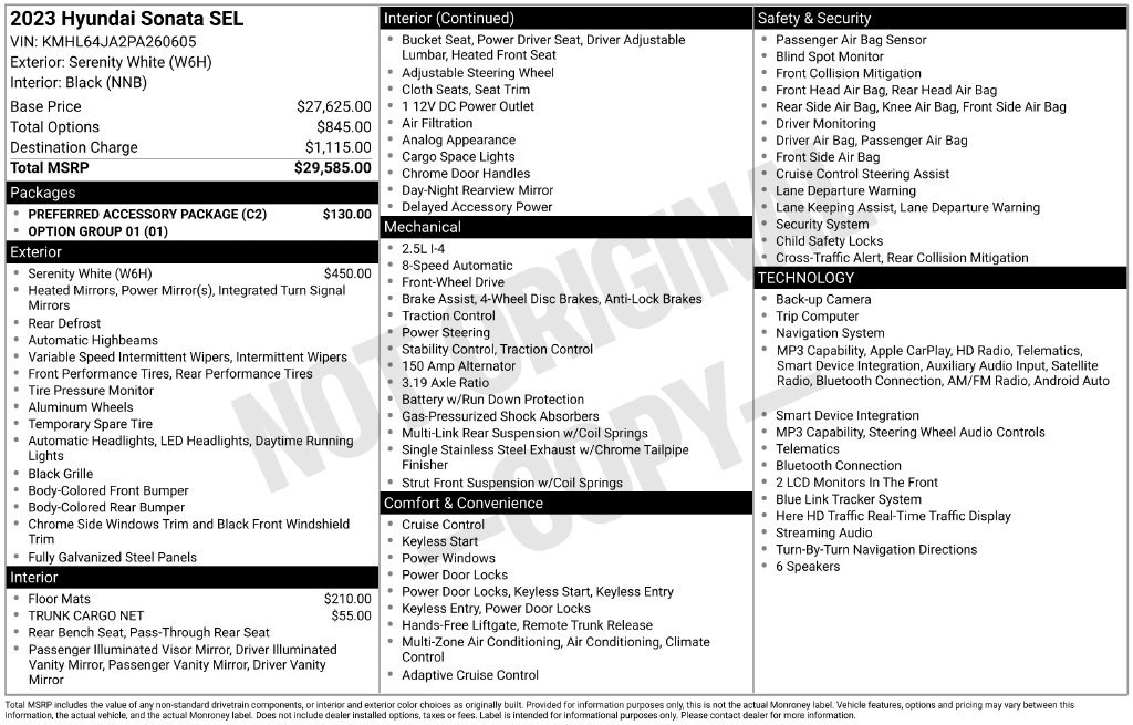 Used 2023 Hyundai Sonata SEL w/ Preferred Accessory Package FWD image 3