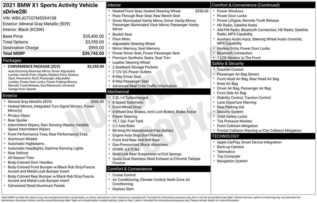 Used 2021 BMW X1 sDrive28i w/ Convenience Package FWD image 6