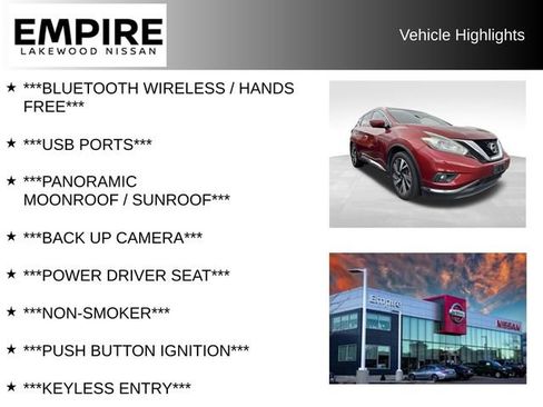 Used 2017 Nissan Murano Platinum w/ Platinum Technology Package AWD/4WD image 2