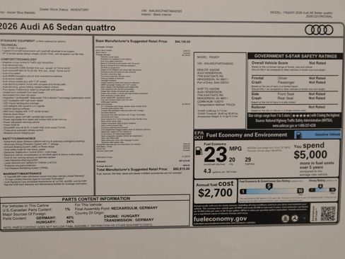New 2026 Audi A6 Prestige AWD/4WD image 42