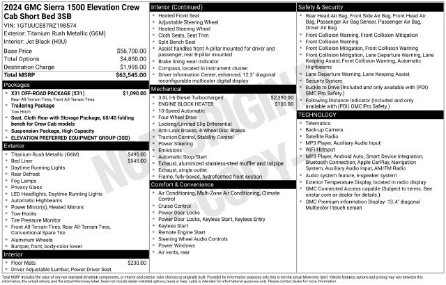 Used 2024 GMC Sierra 1500 Elevation w/ X31 Off-Road Package AWD/4WD image 37