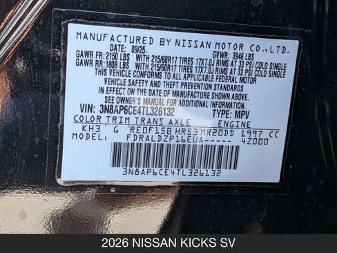 Certified 2026 Nissan Kicks SV FWD image 24