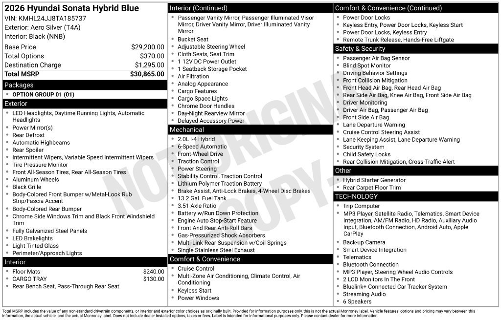 New 2026 Hyundai Sonata Blue FWD image 4