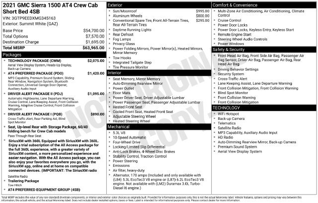 Used 2021 GMC Sierra 1500 AT4 w/ Technology Package AWD/4WD image 15