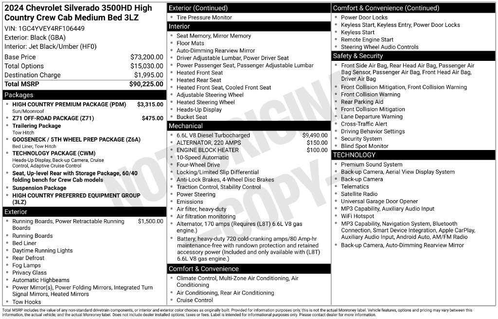 Used 2024 Chevrolet Silverado 3500 High Country w/ High Country Premium Package AWD/4WD image 13