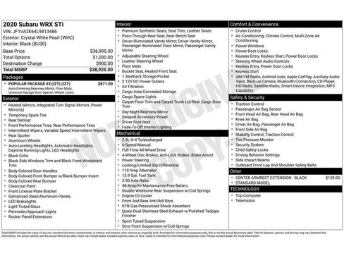 Used 2020 Subaru WRX STI w/ Popular Package #3 (IZT) image 2