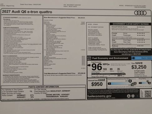 New 2027 Audi Q6 e-tron Prestige AWD/4WD image 37