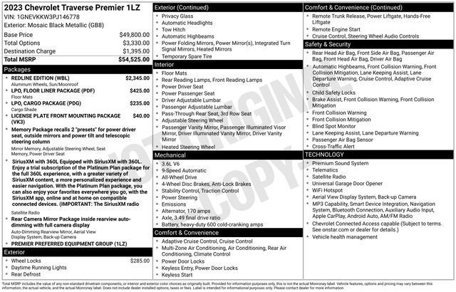 Certified 2023 Chevrolet Traverse Premier w/ Redline Edition AWD/4WD image 29