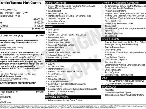 Certified 2023 Chevrolet Traverse High Country w/ LPO, Floor Liner Package FWD image 5