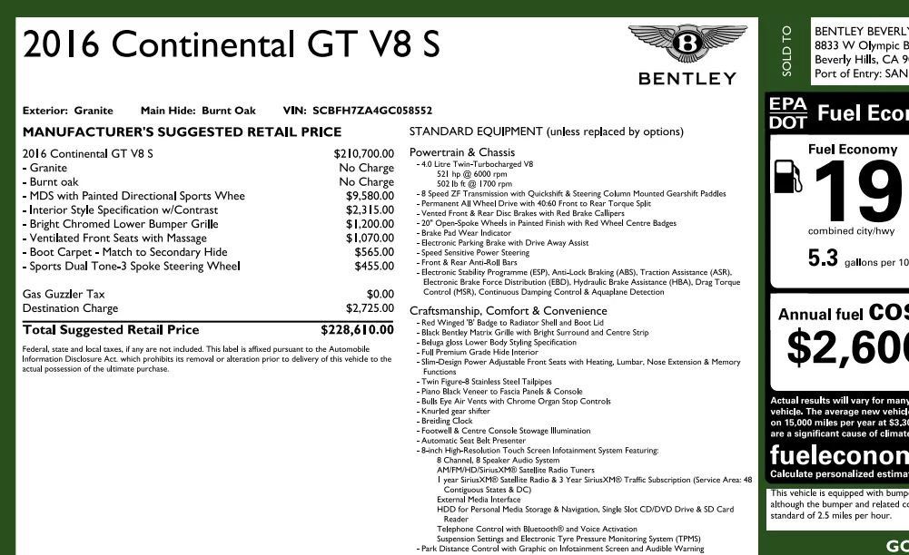 Used 2016 Bentley Continental GT V8 S AWD/4WD image 7