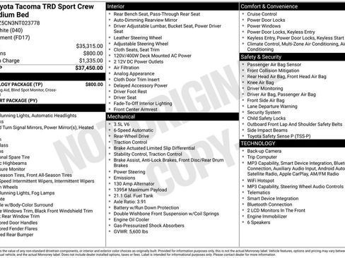 Used 2022 Toyota Tacoma TRD Sport w/ Technology Package RWD image 31